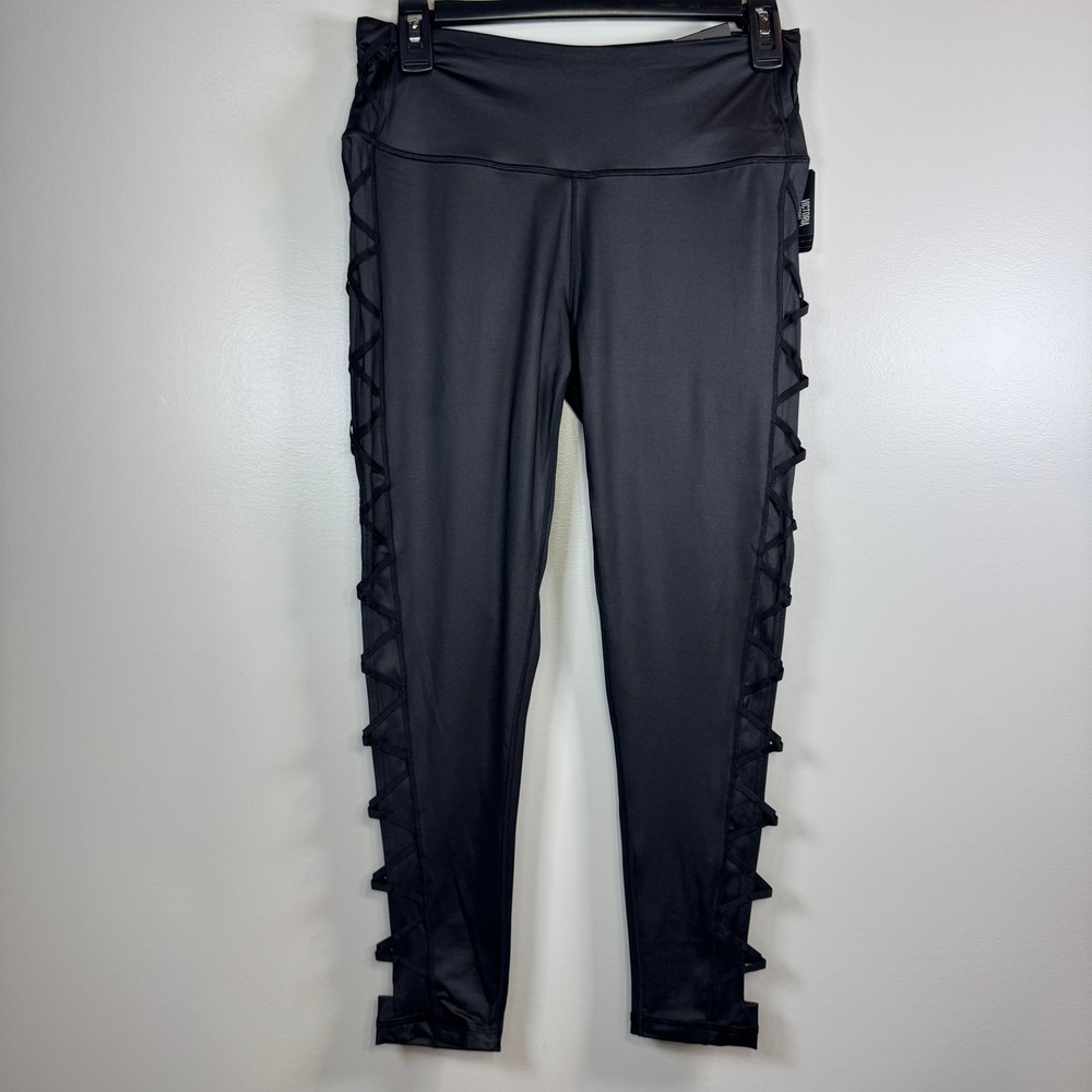 Victoria Sport Knockout Tight Leggings Black Lace Up Side Womens M Short Workout
